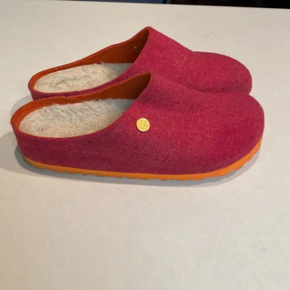BIRKENSTOCK Kaprun Rivet Doubleface Wool Clogs Pink Fuchsia Orange Sz 39. EUC - Picture 6 of 11